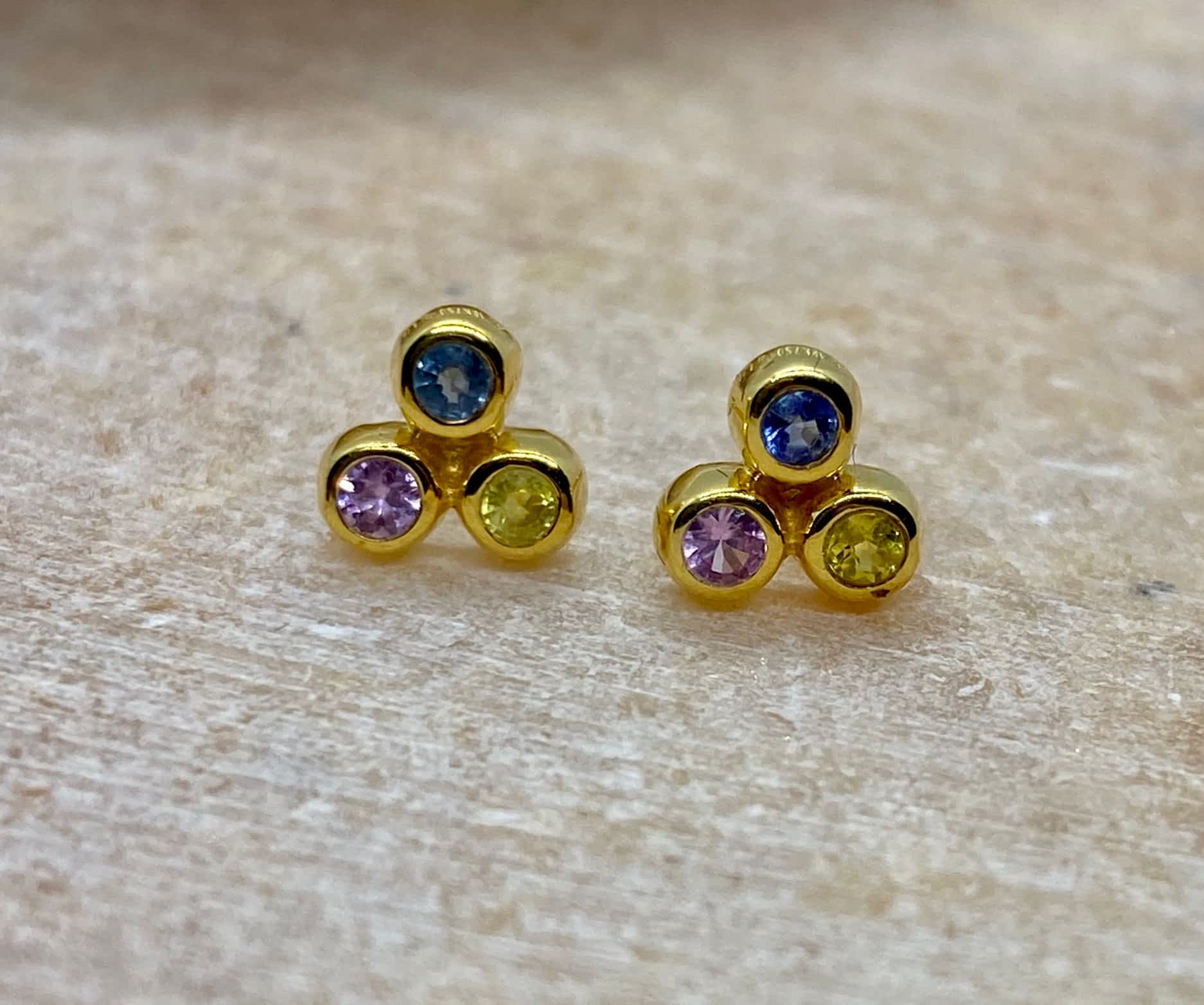 Earrings sapphires – blue, purple, yellow - Lautrop & Uhre